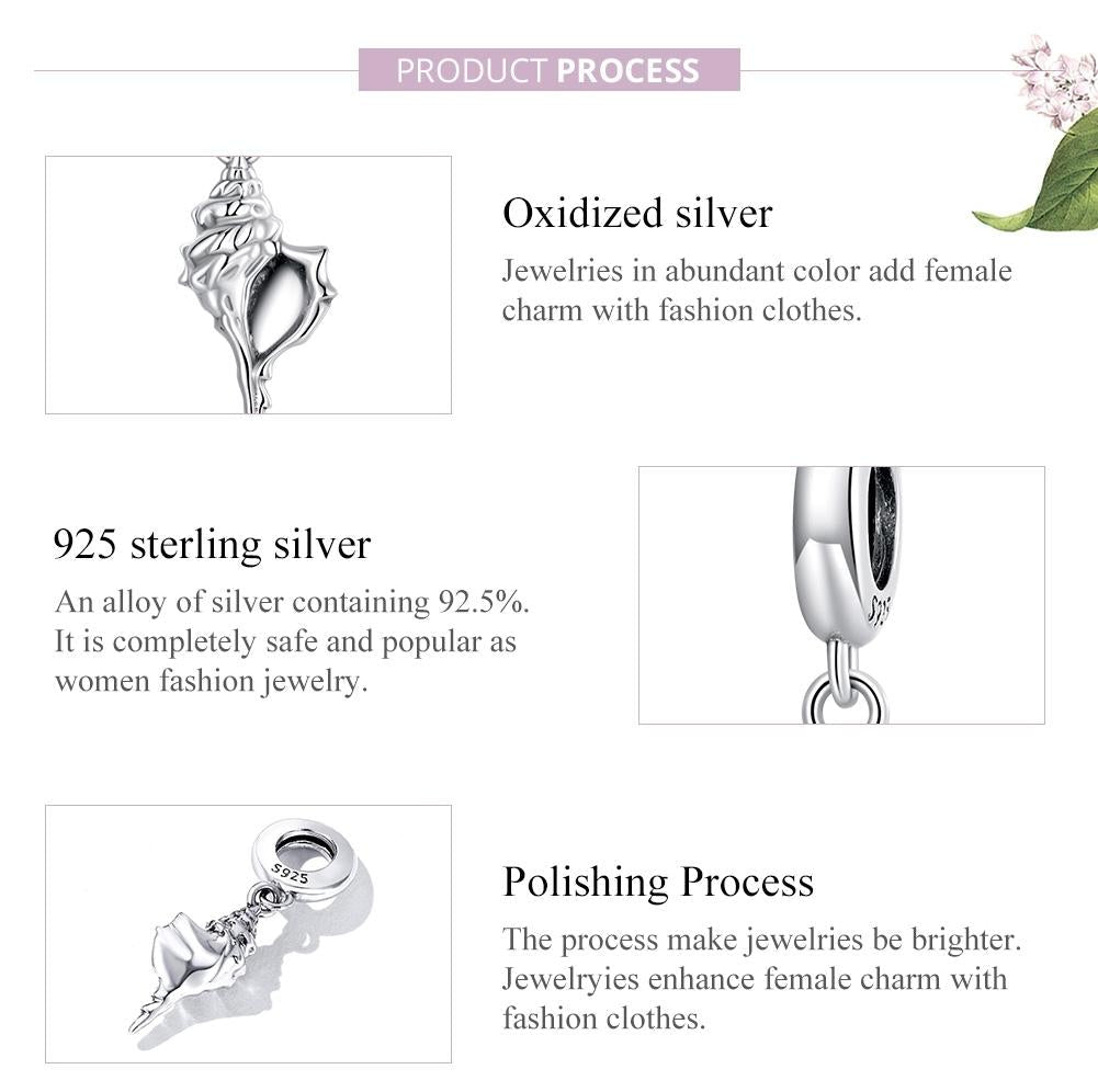 925 Sterling Silver Conch Pendant For Diy Bracelets & Necklaces 5