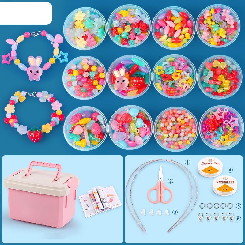 Diy Beaded Jewelry Set For Kids 12 Fruit Cups & Ribbons