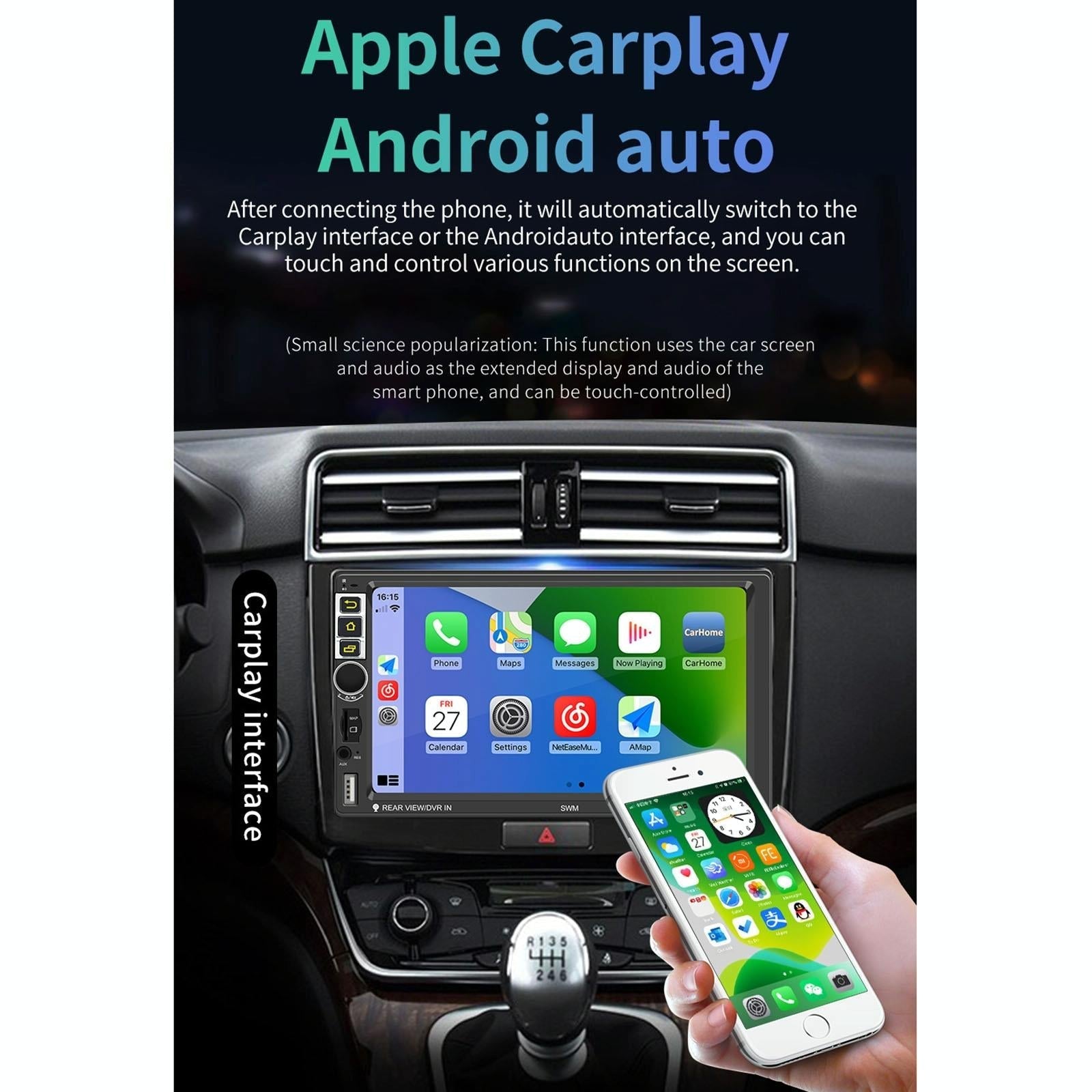 7 Inch Car Android Player Gps Navigation Bluetooth Fm Radio Carplay Mirror Link Wifi Steering Wheel Control 5