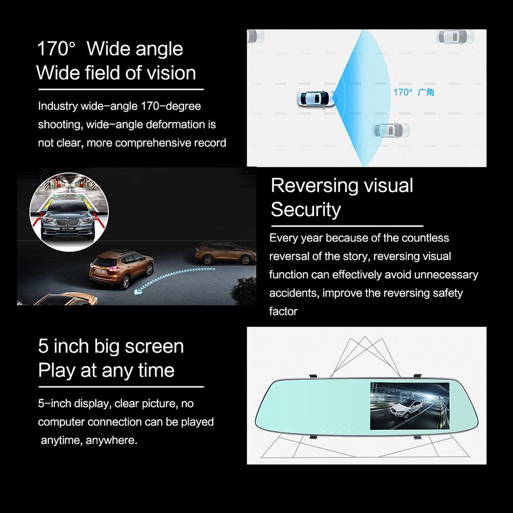 5 Lcd Touch Screen Rear View Mirror Car Recorder with Separate Camera 6