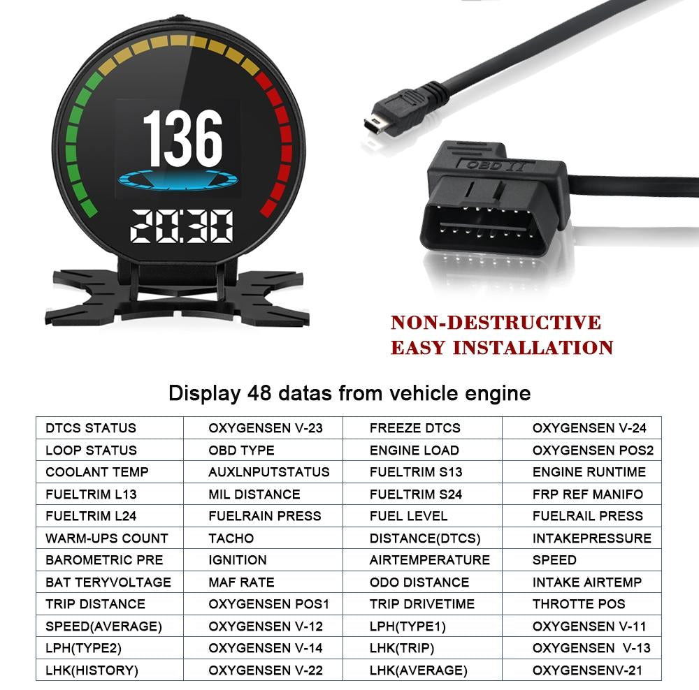Car Hud Head Up Display Water Temp Speed Voltage 13