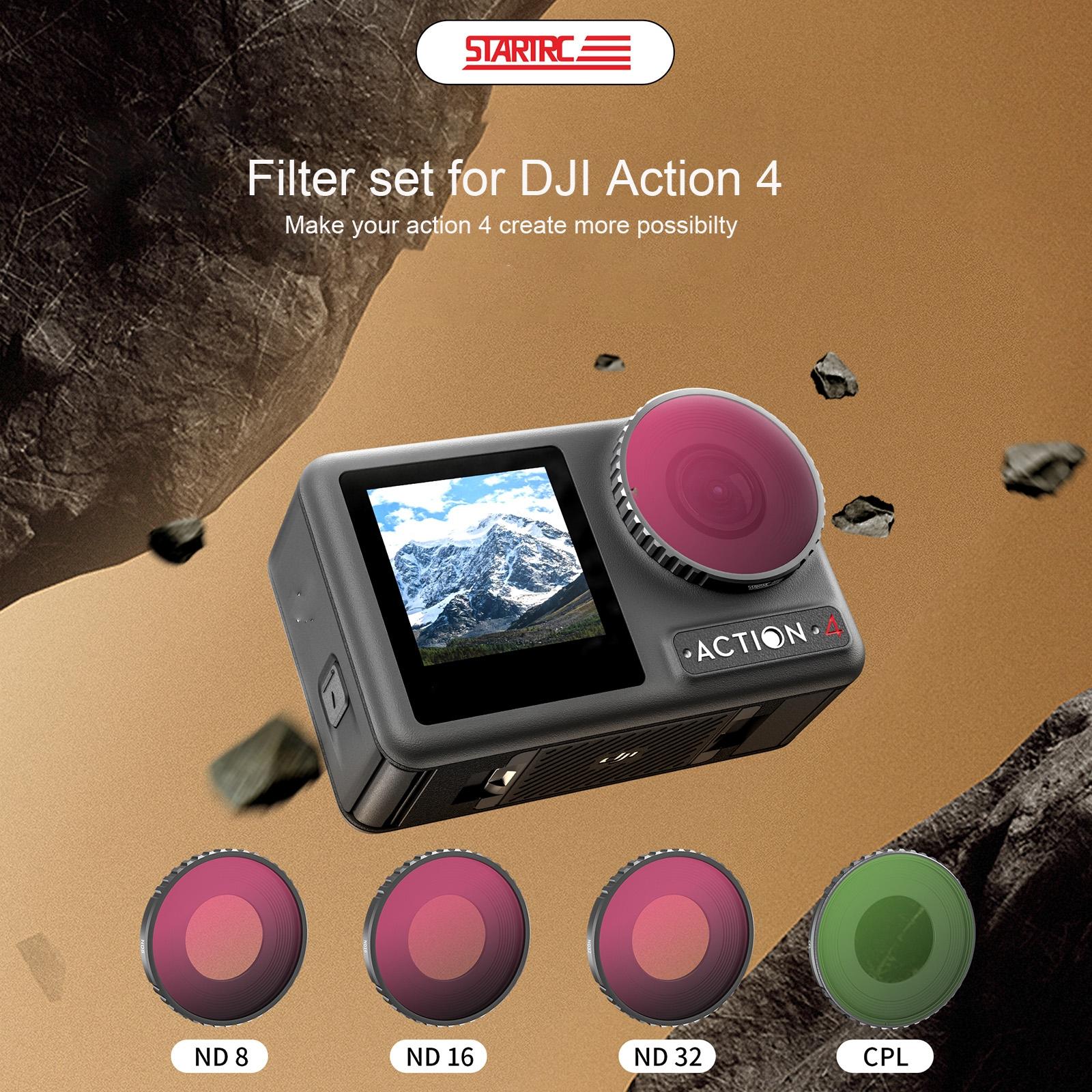 4-in-1 Lens Filter Set for Dji Action 4 - Nd8 Nd16 Nd32 Cpl 4