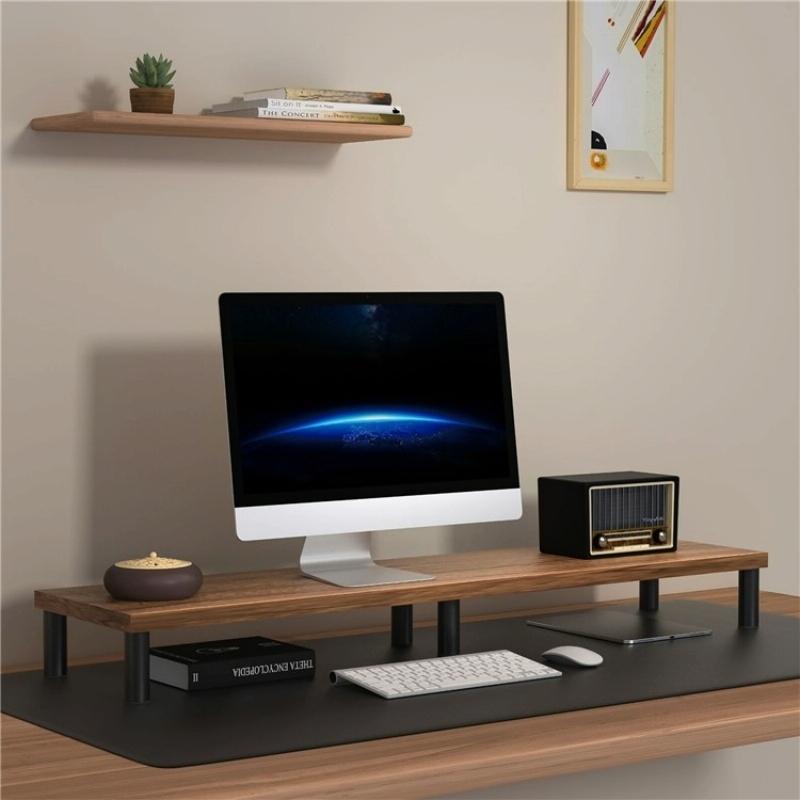 Aluminum Alloy Desktop Monitor Stand with Wooden Plate Riser 4