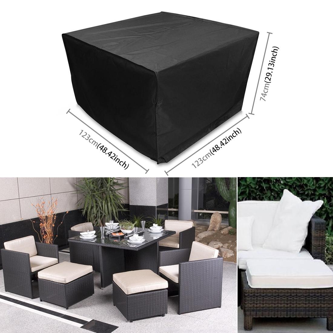 Outdoor Furniture Set Cover - Waterproof Anti-uv Dust-proof - 210d Oxford Cloth - 123x123x74cm - Black 7