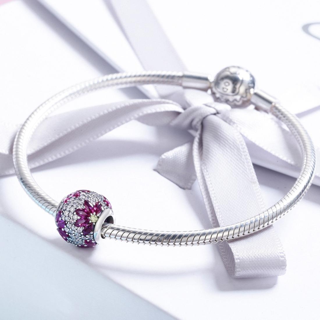 925 Sterling Silver Diy Beaded Spring Bracelet With Pendant 5