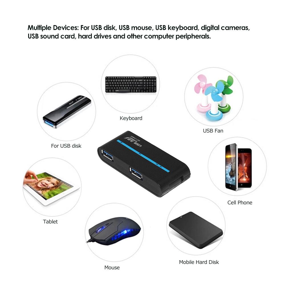 4-Port Usb Hub With 180° Rotation Black 7