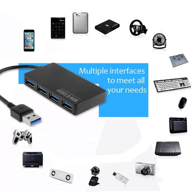 4-Port Usb 3.0 Hub Portable High-Speed Led Hot-Swap 6