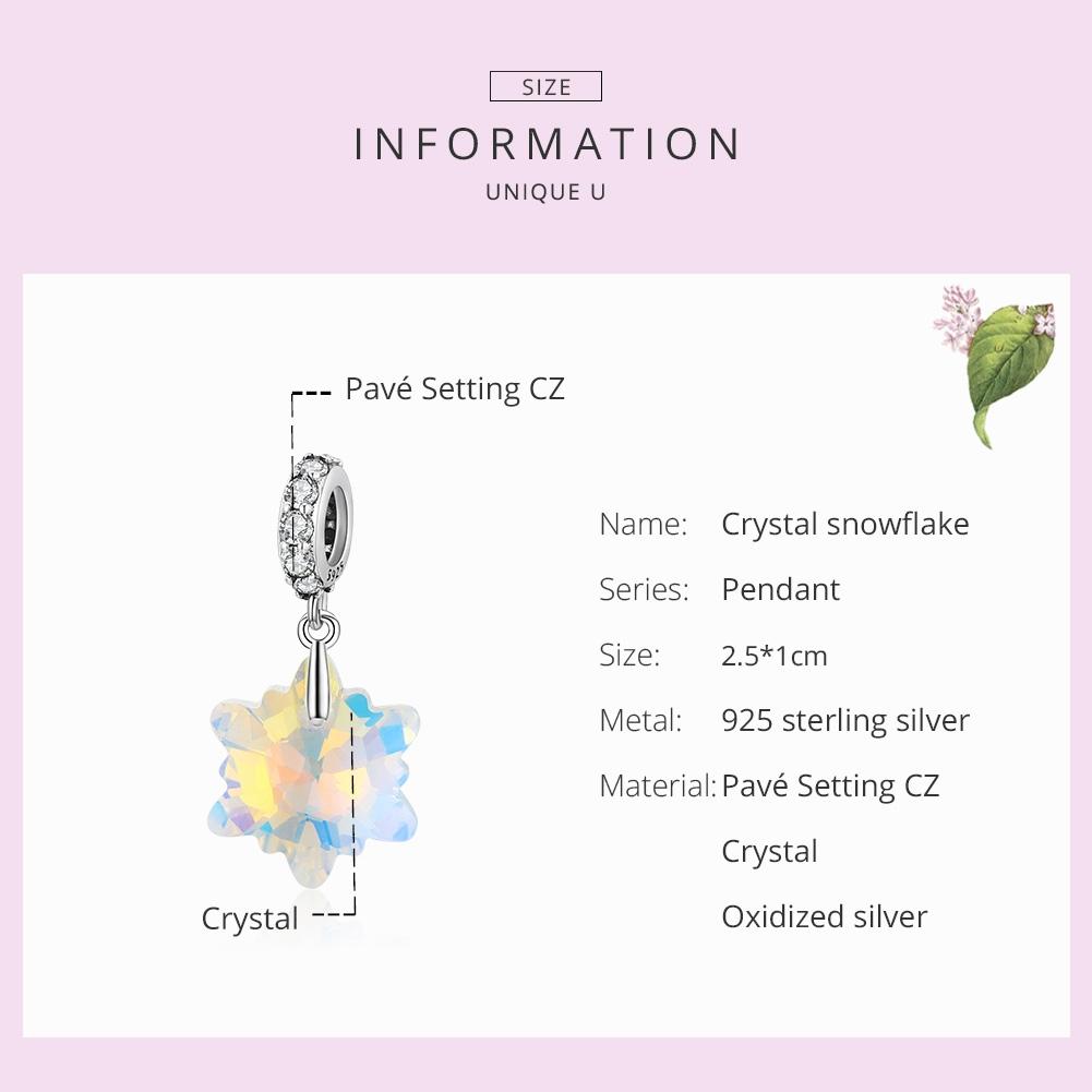 925 Sterling Silver Sparkling Snowflake Pendant For Diy Bracelets & Necklaces 4