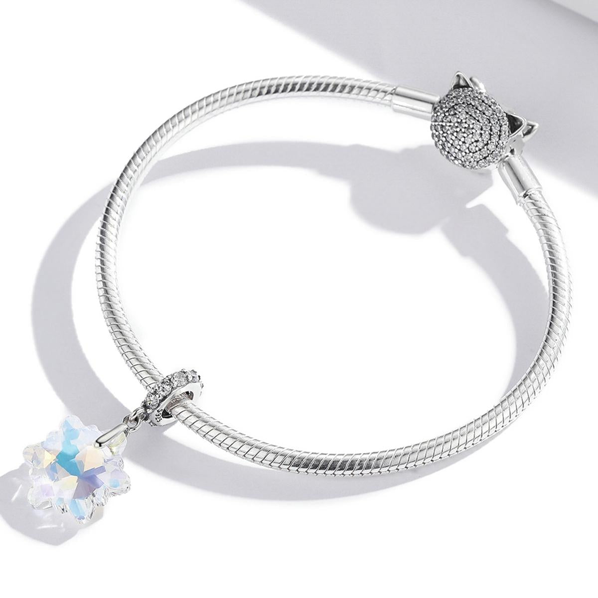 925 Sterling Silver Sparkling Snowflake Pendant For Diy Bracelets & Necklaces 7