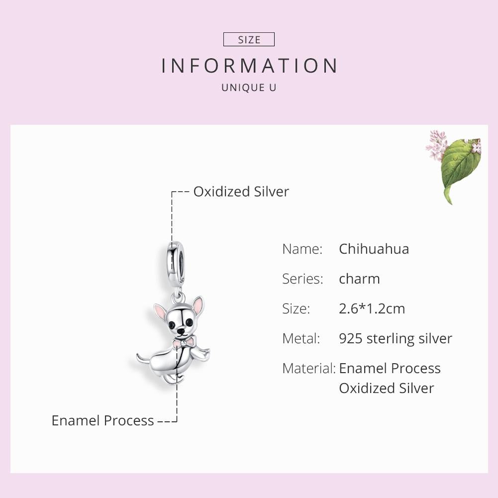 925 Sterling Silver Chihuahua Charm Pendant For Diy Bracelets 5