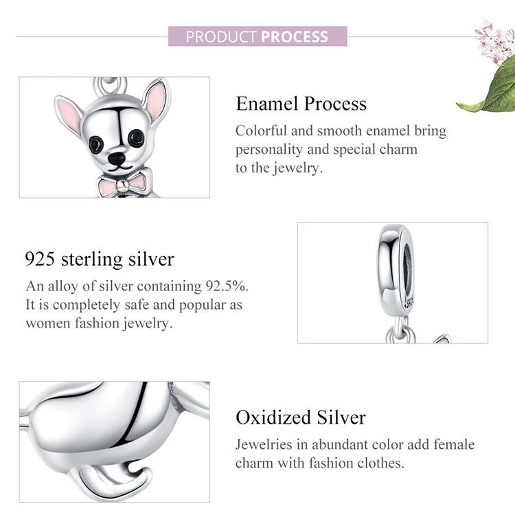 925 Sterling Silver Chihuahua Charm Pendant For Diy Bracelets 6