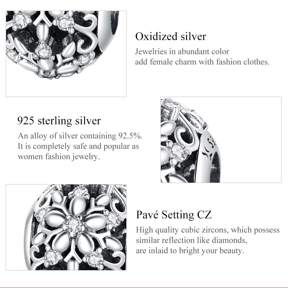 925 Sterling Silver Snowflake Beads For Diy Bracelets & Necklaces 6