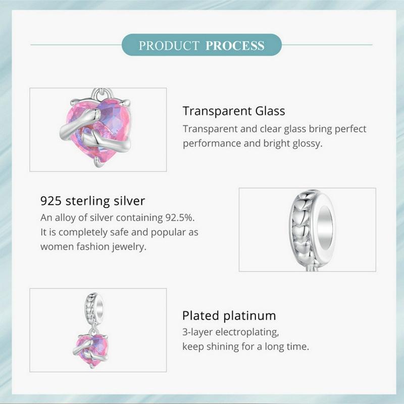 925 Sterling Silver Scc2540 Heart Pendant For Diy Bracelets 4
