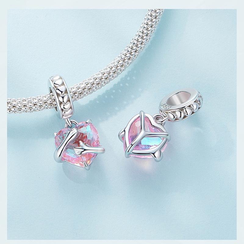 925 Sterling Silver Scc2540 Heart Pendant For Diy Bracelets 7