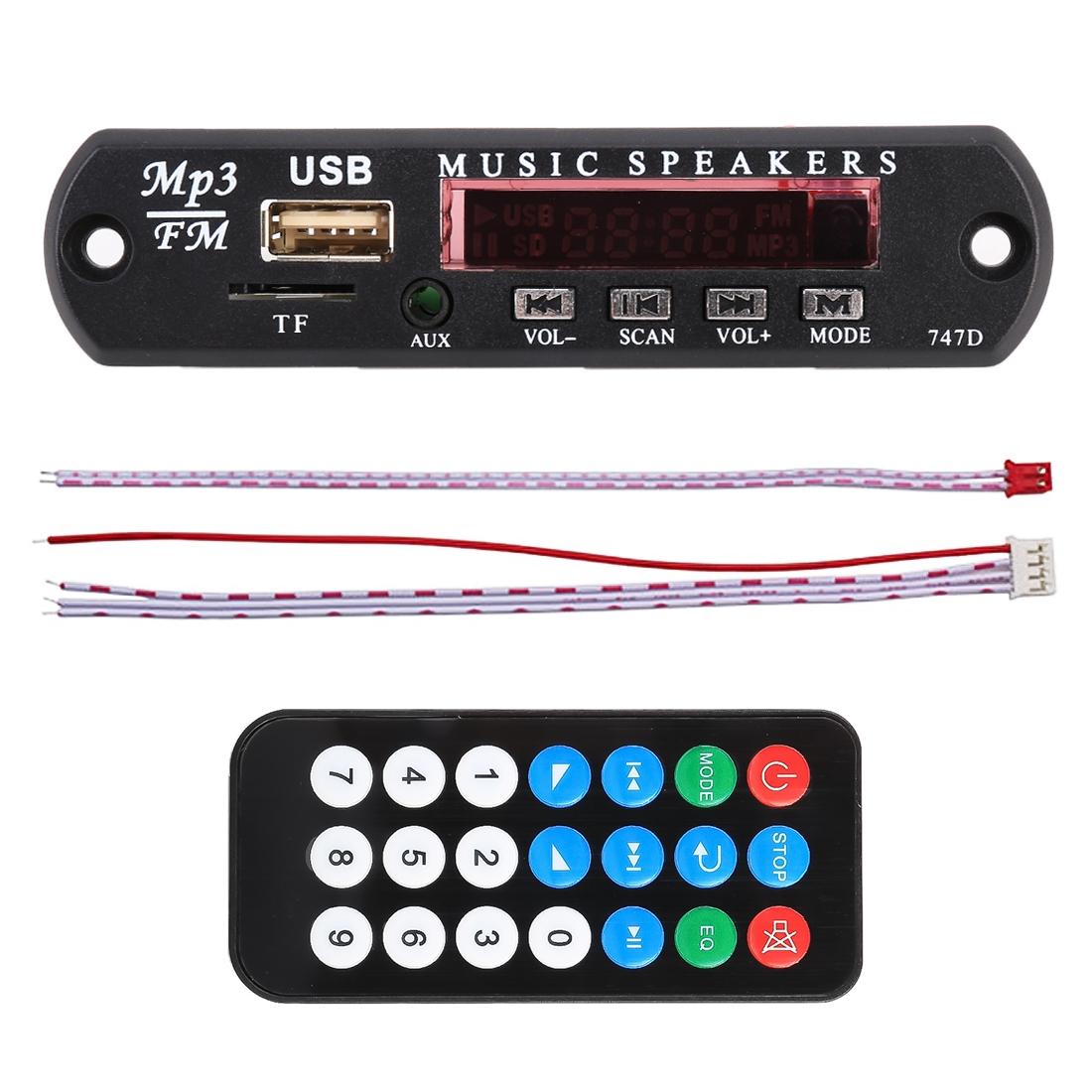 12V Car Mp3 Player Board W / Fm Radio Bluetooth Recording - Usb Tf Aux 7