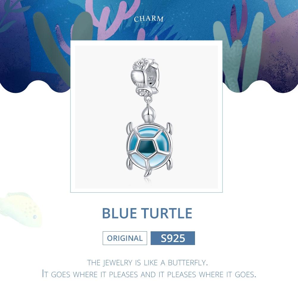 925 Sterling Silver Blue Turtle Pendant For Diy Bracelets & Necklaces 4