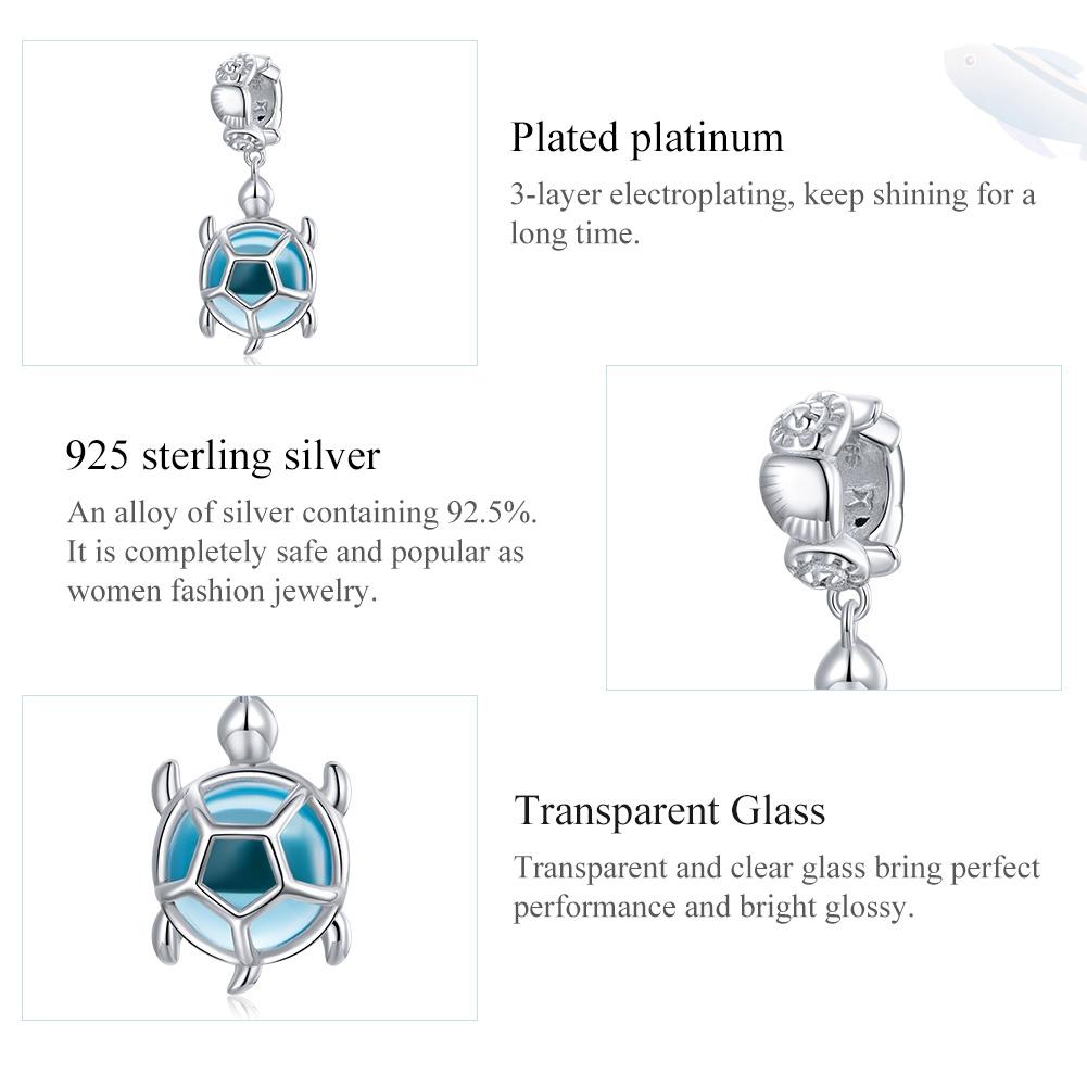925 Sterling Silver Blue Turtle Pendant For Diy Bracelets & Necklaces 6