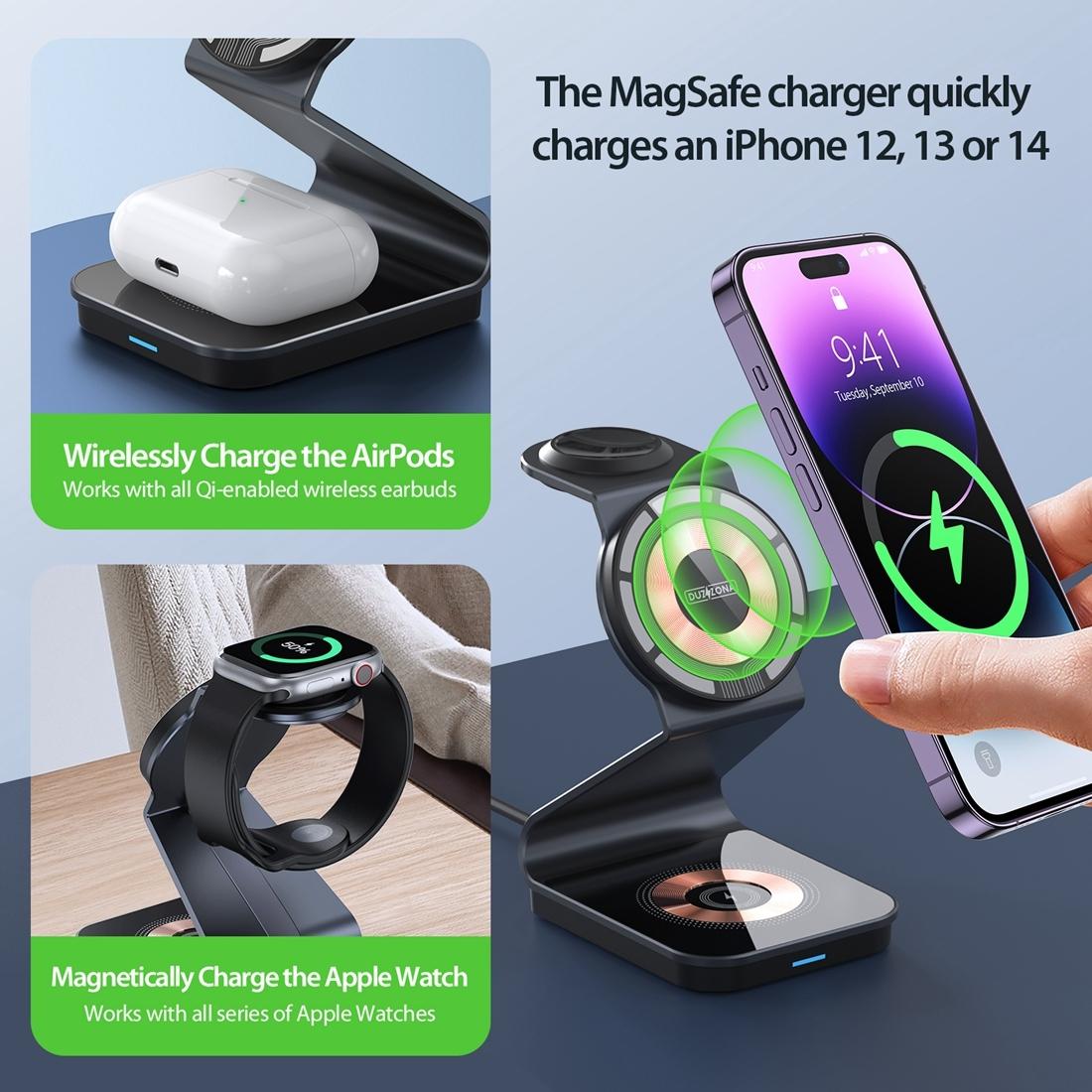 15W 3 In 1 Transparent Magnetic Wireless Charger 5
