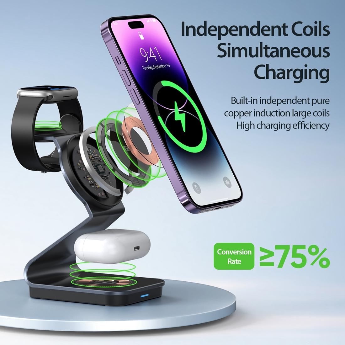 15W 3 In 1 Transparent Magnetic Wireless Charger 6