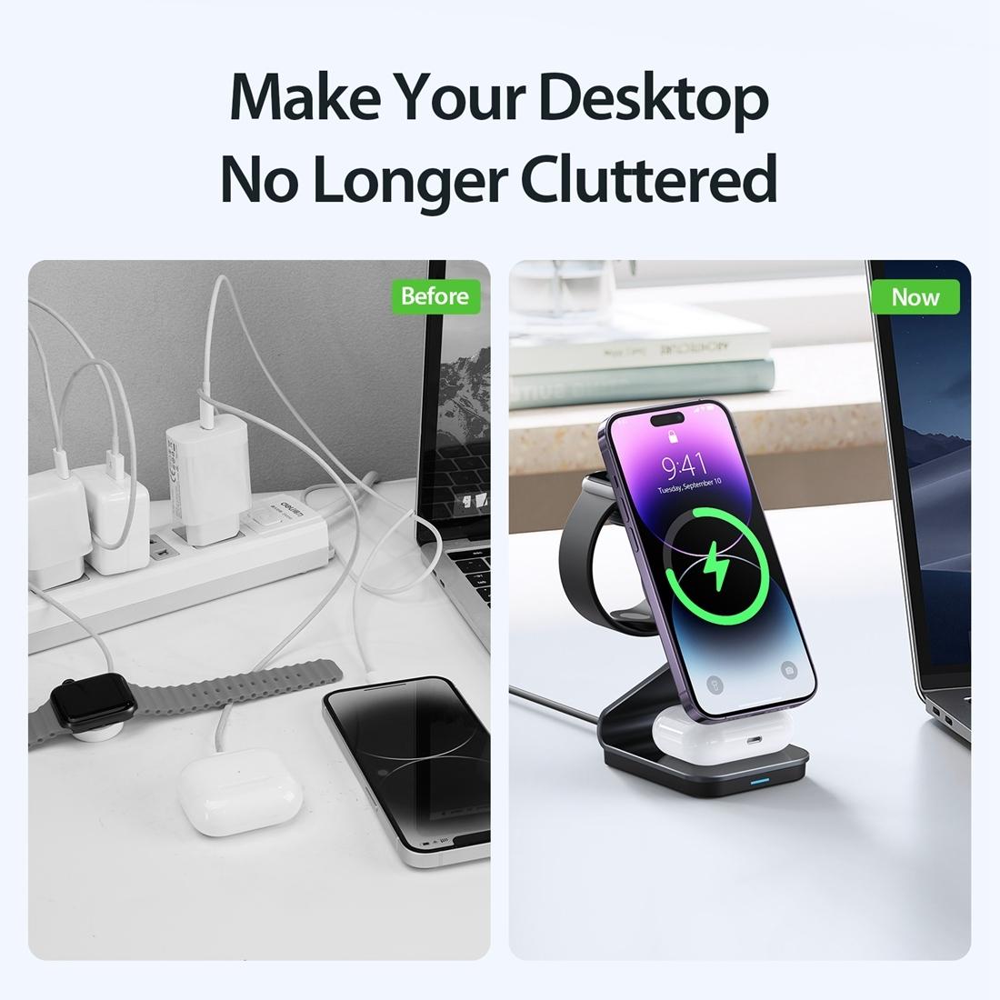 15W 3 In 1 Transparent Magnetic Wireless Charger 7