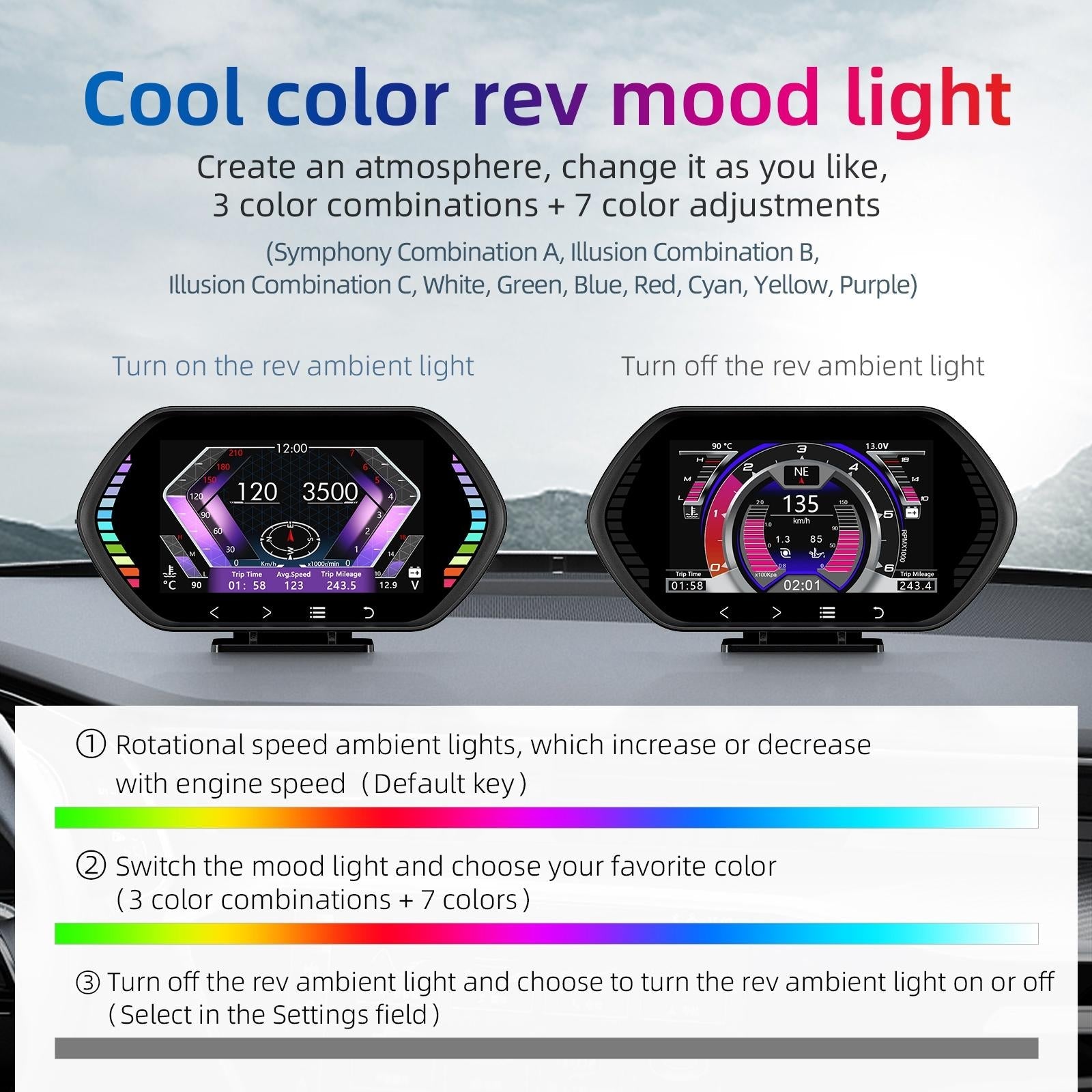 4.5 Inch Hd Obd Lcd Car Gps Slope Meter Hud Display 5