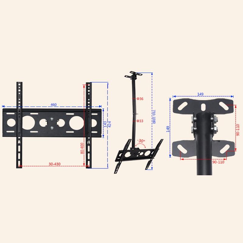 Adjustable Single Screen Tv Wall / Ceiling Mount - 26-60 Inch 0.5-1m Range 7