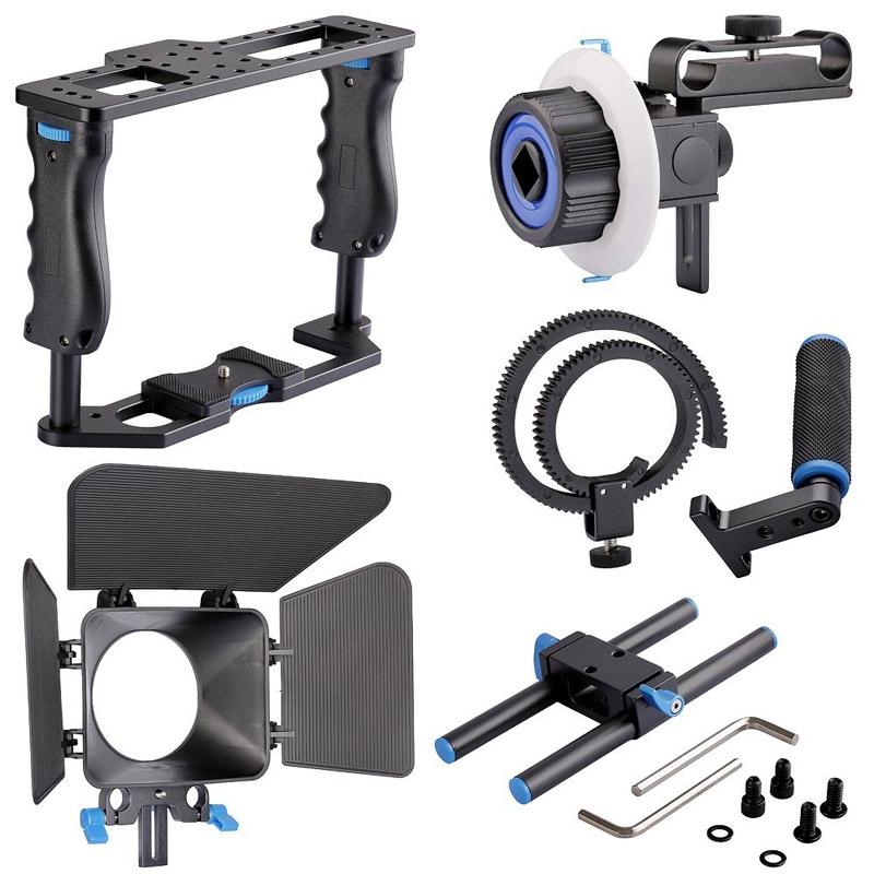 Large Handle Camera Cage & Matte Box Kit For Dslr / Video Camera 8