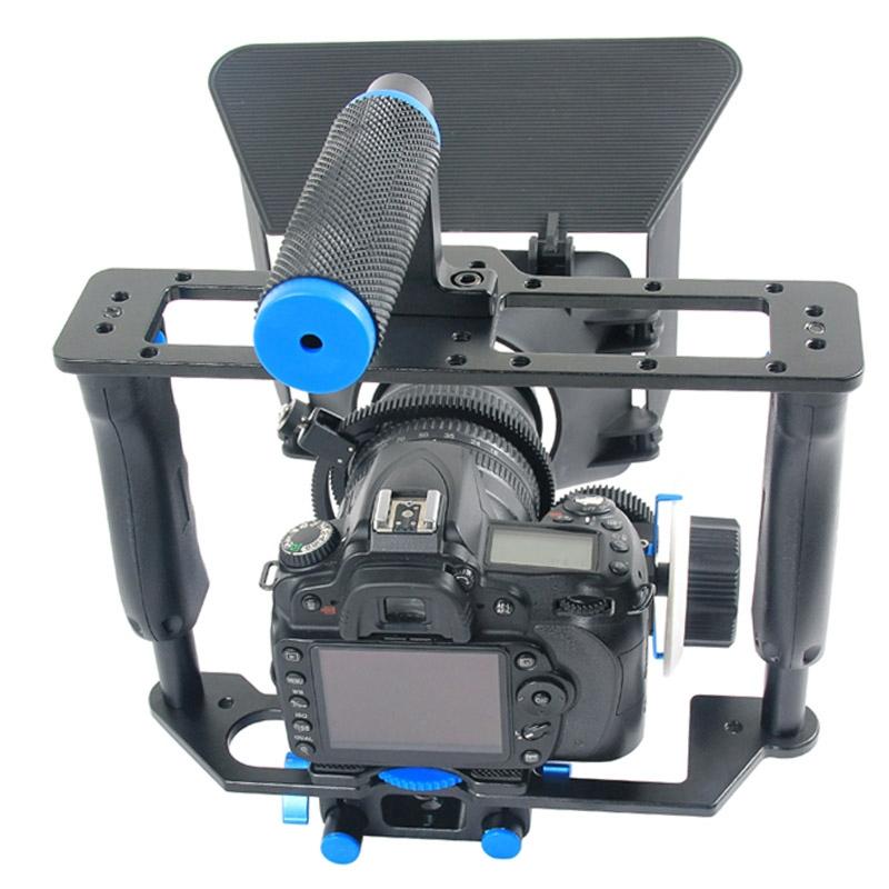 Large Handle Camera Cage & Matte Box Kit For Dslr / Video Camera 9