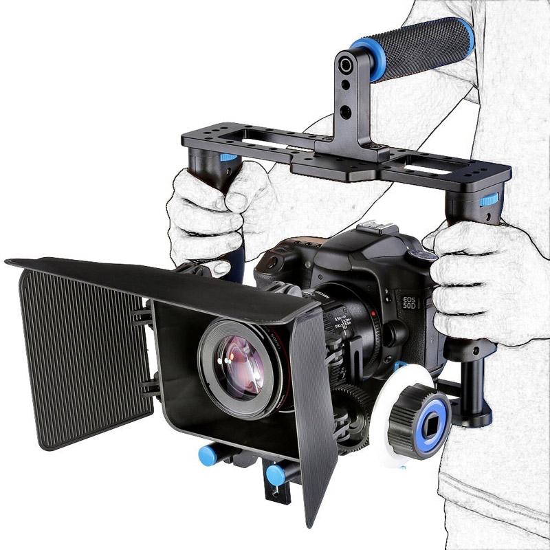 Large Handle Camera Cage & Matte Box Kit For Dslr / Video Camera 11
