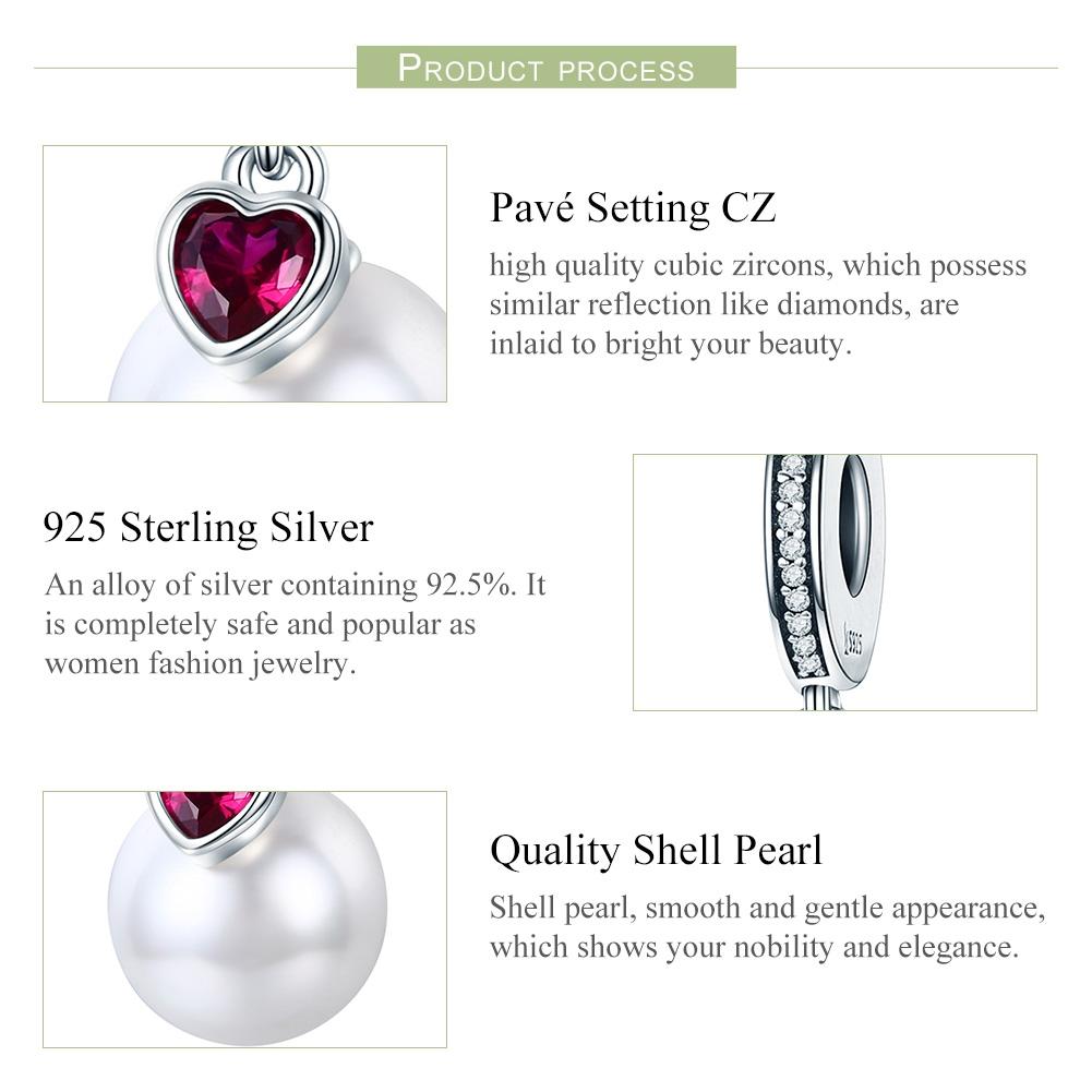 925 Sterling Silver Pearl Heart Pendant For Diy Bracelets & Necklaces 5