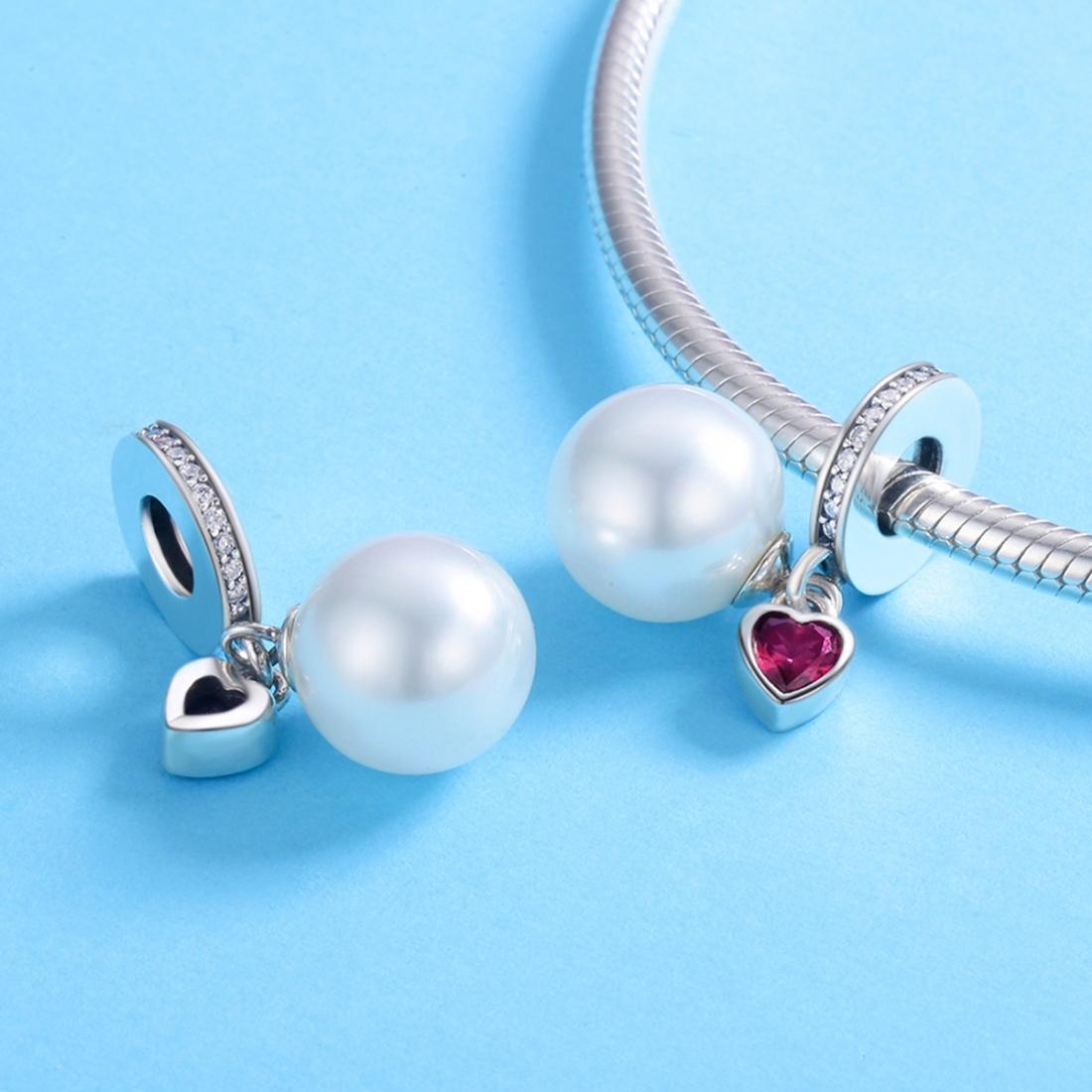 925 Sterling Silver Pearl Heart Pendant For Diy Bracelets & Necklaces 7