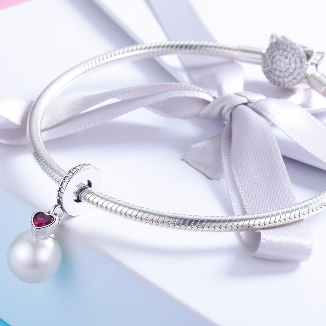 925 Sterling Silver Pearl Heart Pendant For Diy Bracelets & Necklaces 8