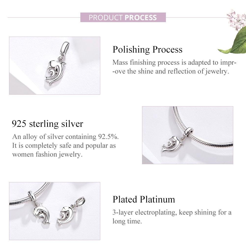 925 Sterling Silver Dolphin Pendant For Bracelet Or Necklace 5