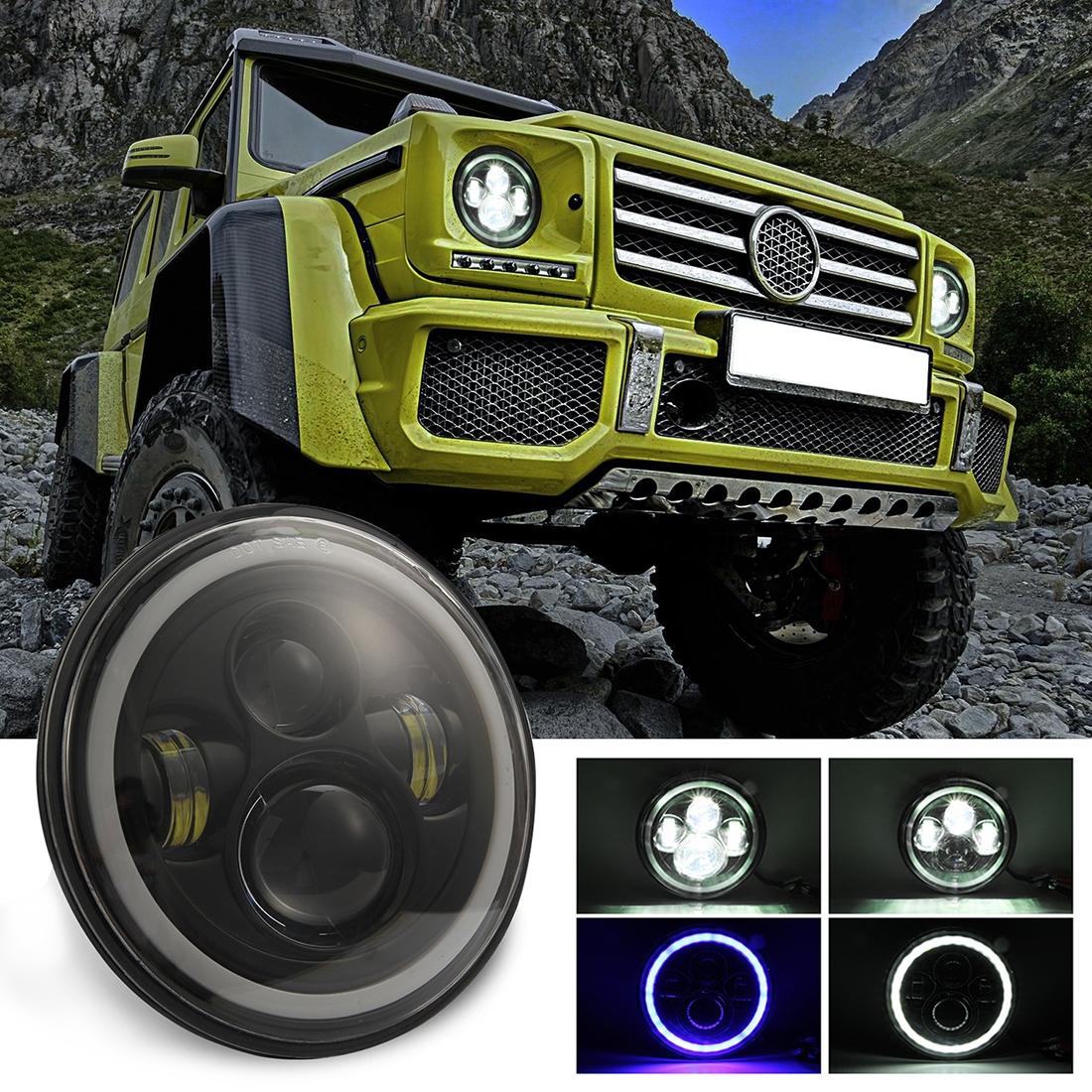 7 Inch H4 / H13 Dc 9V - 30V 3000Lm 6000K 30W Ip67 4Led Lamp Beads Car Round Shape Led Headlight Lamps For Jeep Wrangler / Harley With Angel Eye 4
