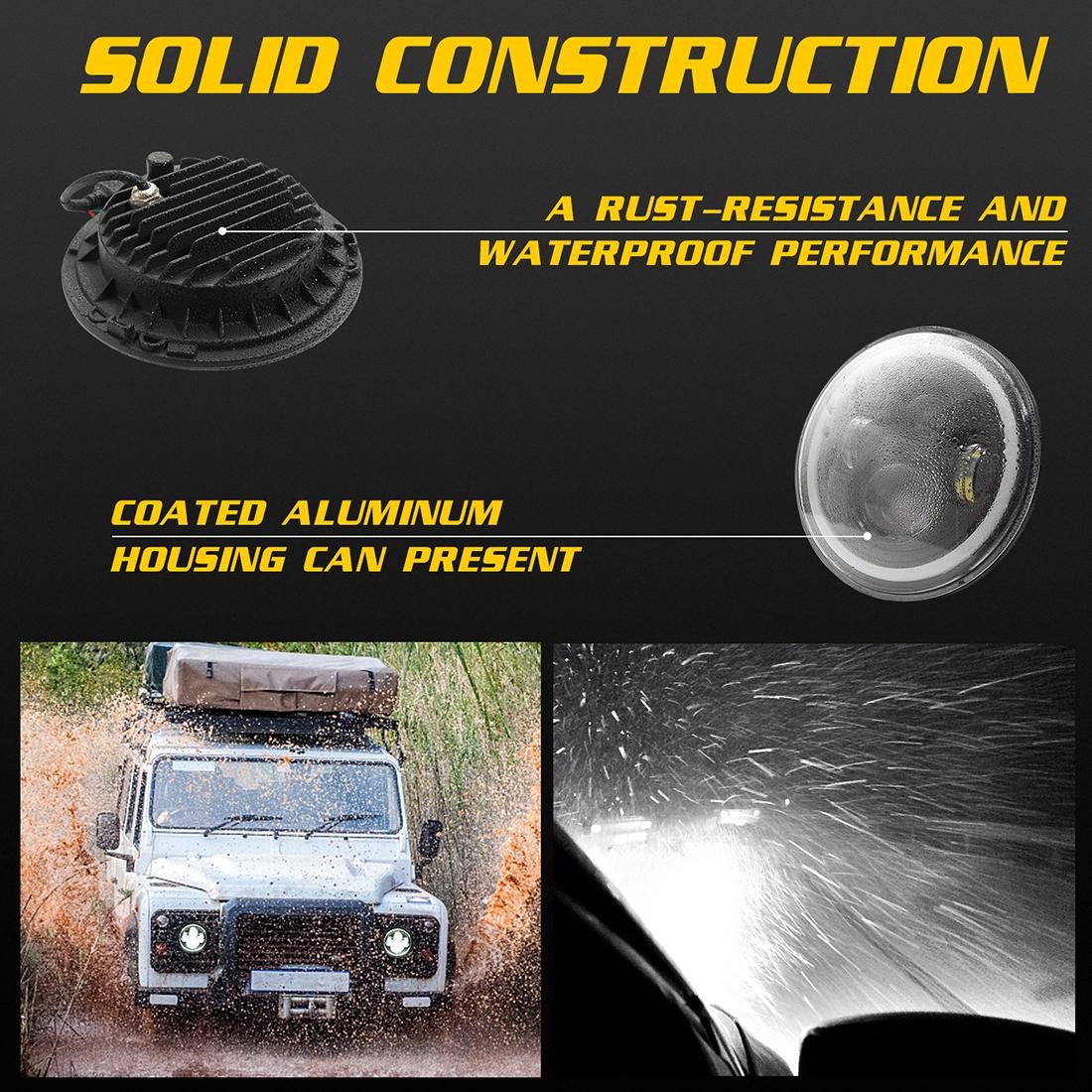7 Inch H4 / H13 Dc 9V - 30V 3000Lm 6000K 30W Ip67 4Led Lamp Beads Car Round Shape Led Headlight Lamps For Jeep Wrangler / Harley With Angel Eye 6