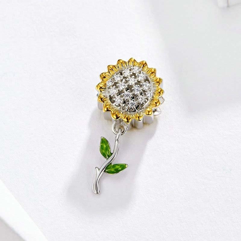 925 Sterling Silver Sunflower Pendant For Diy Bracelet 3