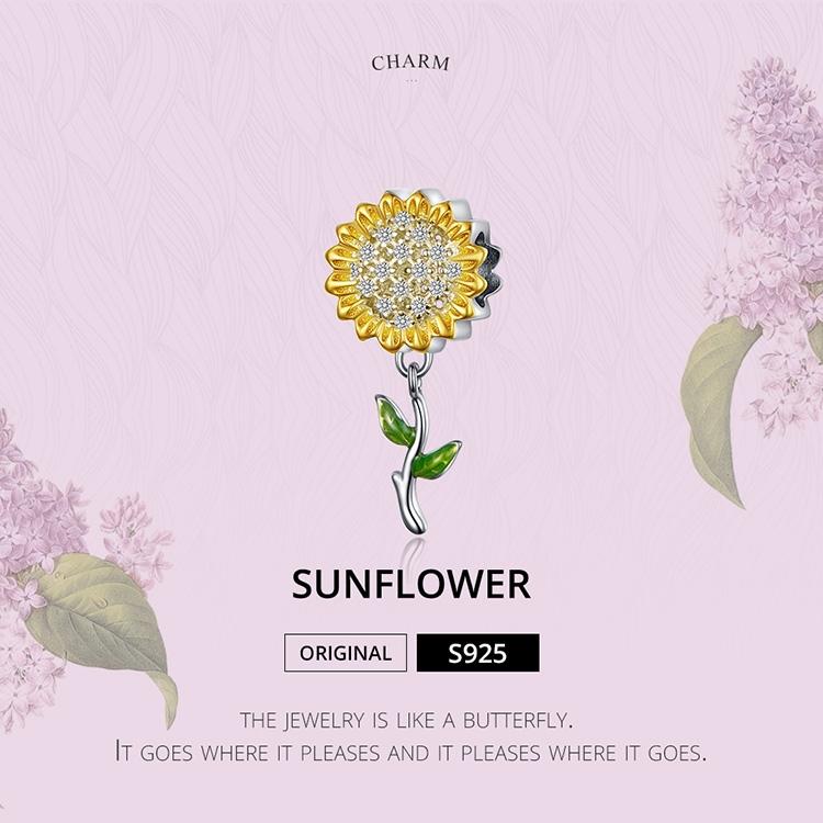 925 Sterling Silver Sunflower Pendant For Diy Bracelet 4