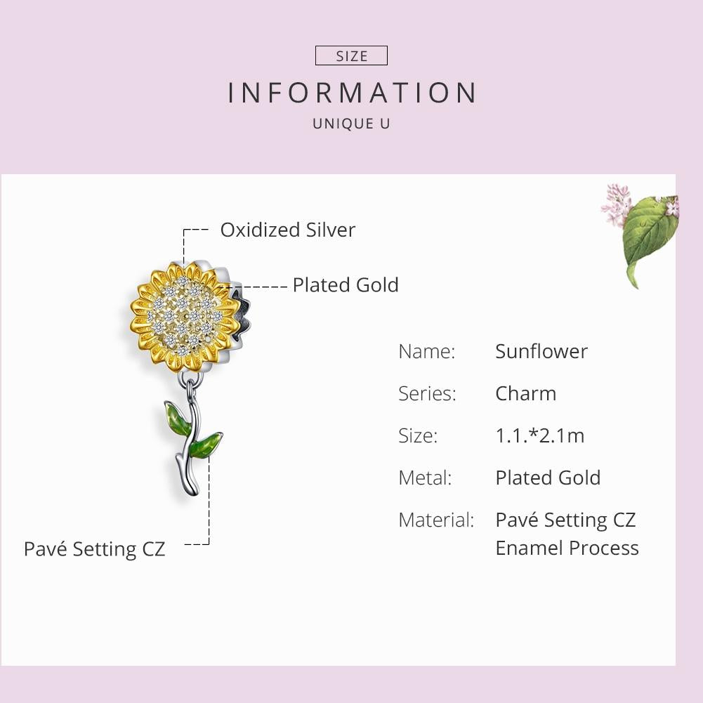 925 Sterling Silver Sunflower Pendant For Diy Bracelet 5