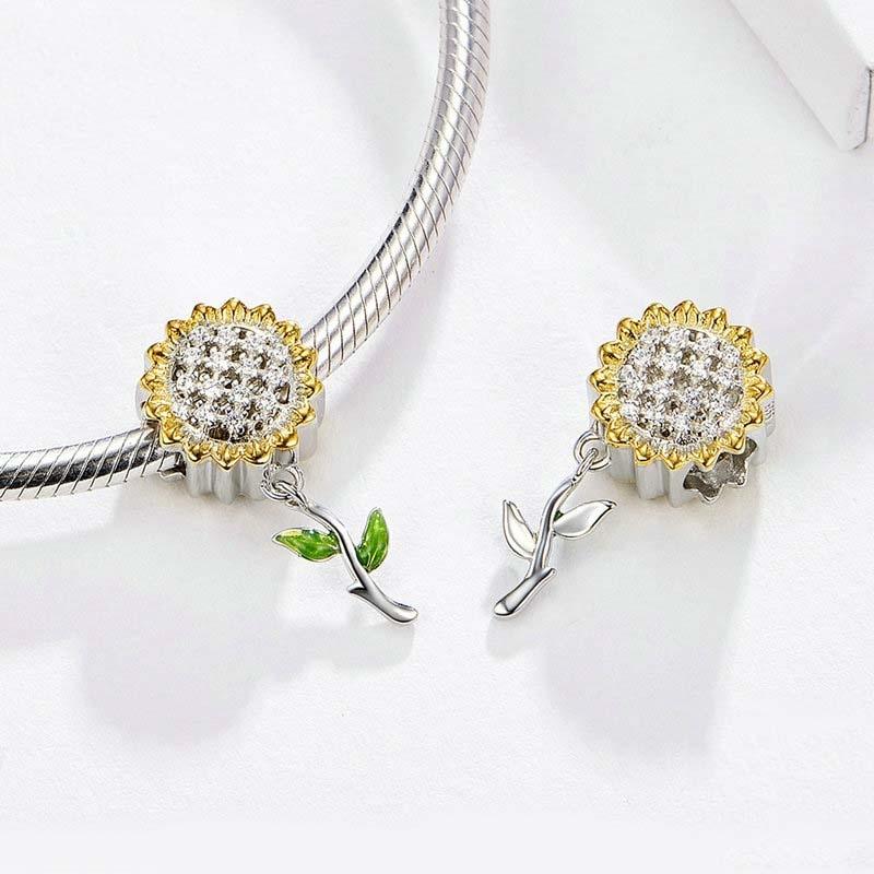 925 Sterling Silver Sunflower Pendant For Diy Bracelet 7