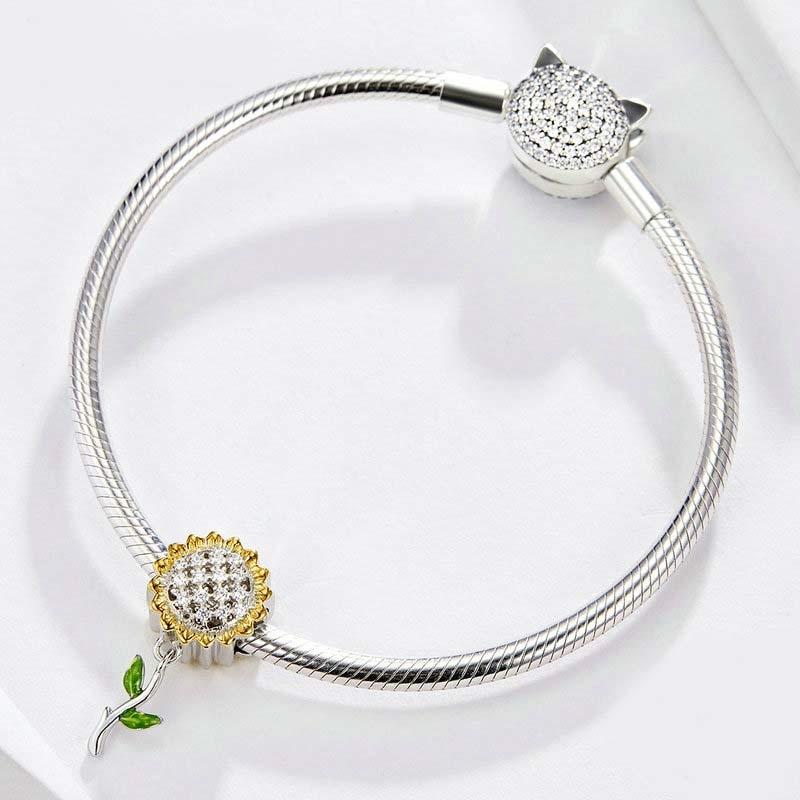 925 Sterling Silver Sunflower Pendant For Diy Bracelet 8