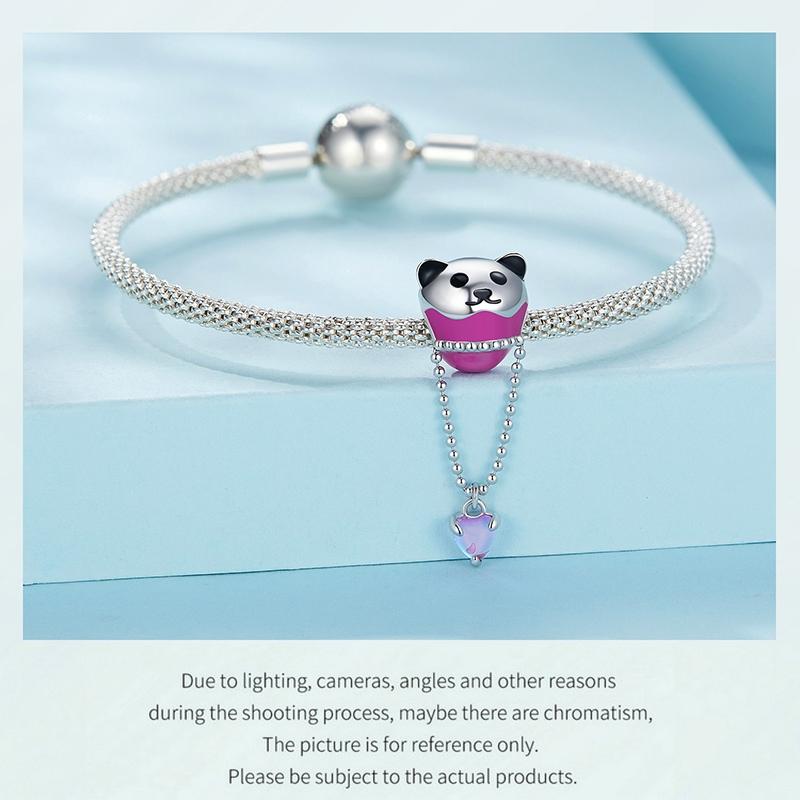 925 Sterling Silver Adorable Hot Air Balloon Bracelet Charm 6