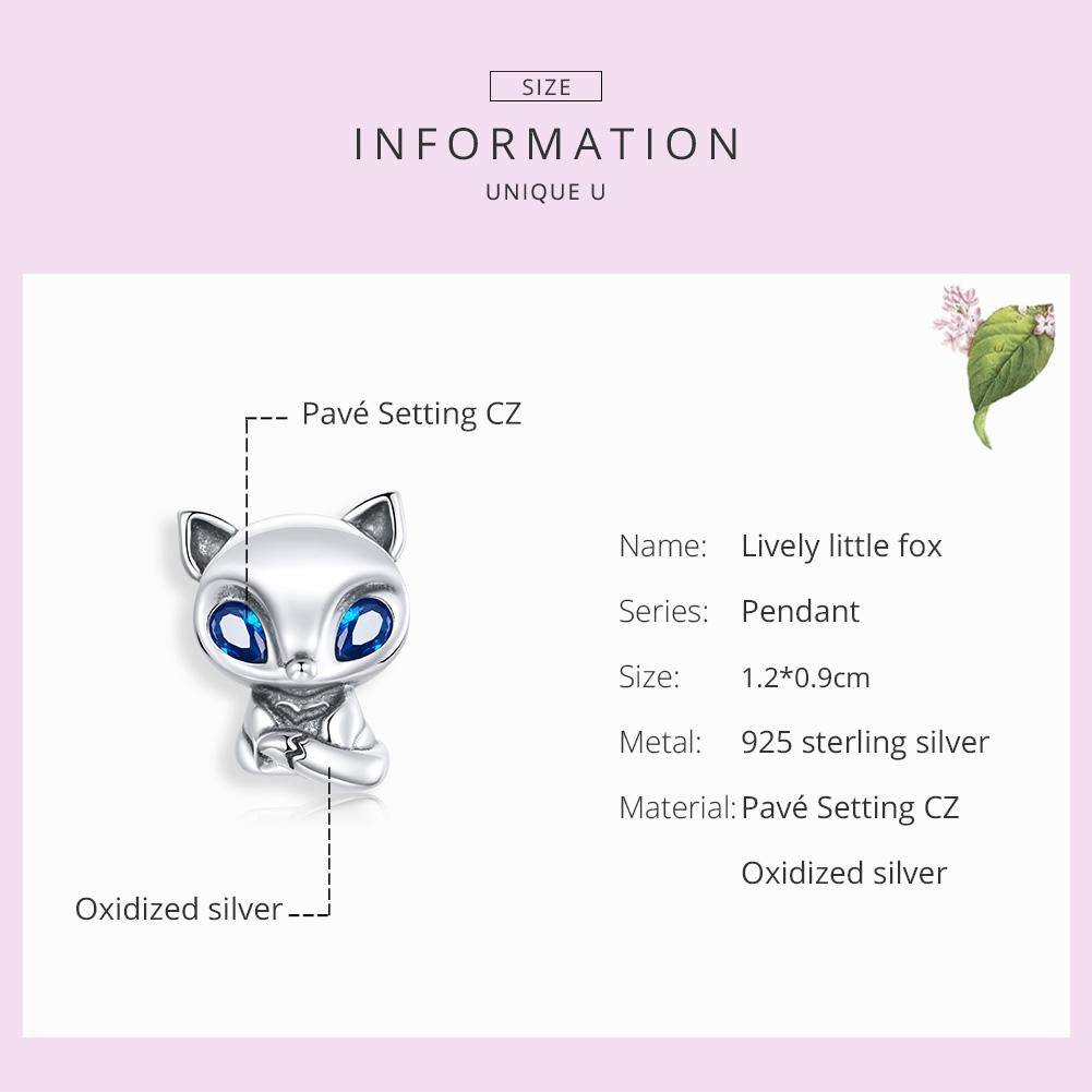 925 Sterling Silver Charming Fox Bead For Diy Bracelets & Necklaces 5