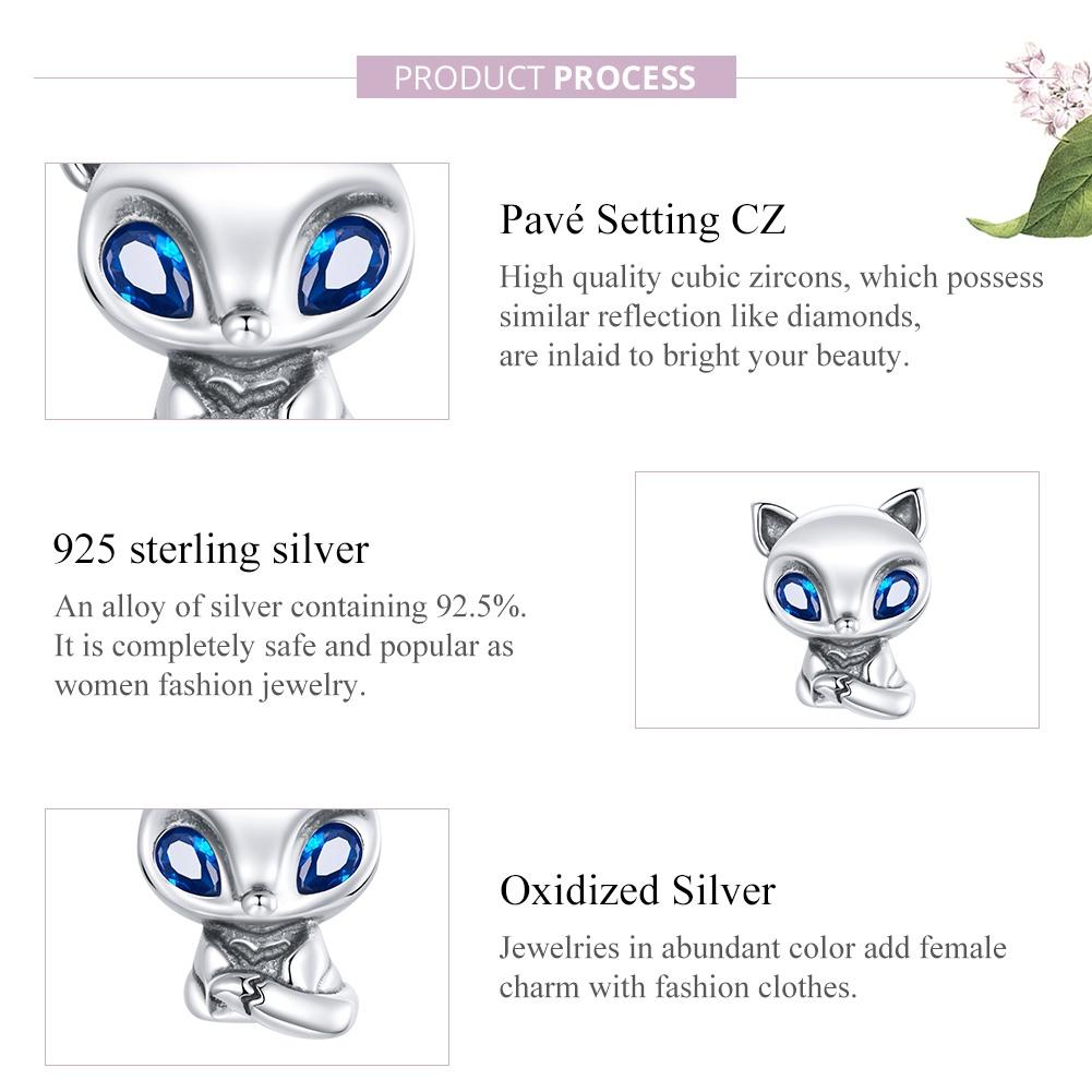 925 Sterling Silver Charming Fox Bead For Diy Bracelets & Necklaces 6