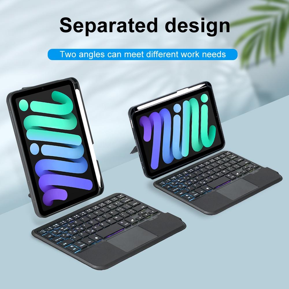 Split Type Bluetooth Keyboard Leather Case For Ipad Mini6 With Touch Backlight 8