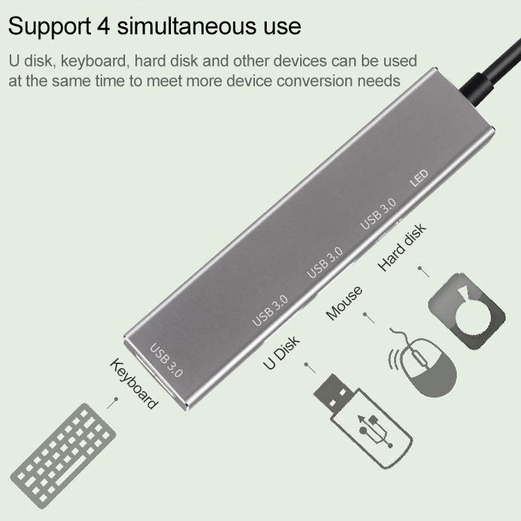 4-Port Usb-C Aluminum Alloy Hub With Led Indicator 8