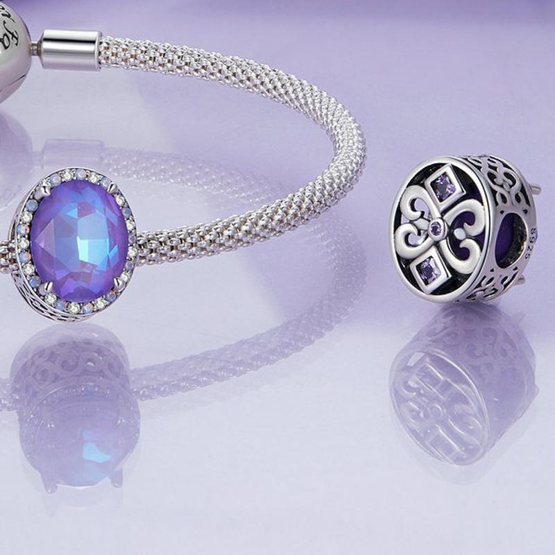 925 Sterling Silver Symphony Purple Moonlight Gemstone Diy Bracelet 7