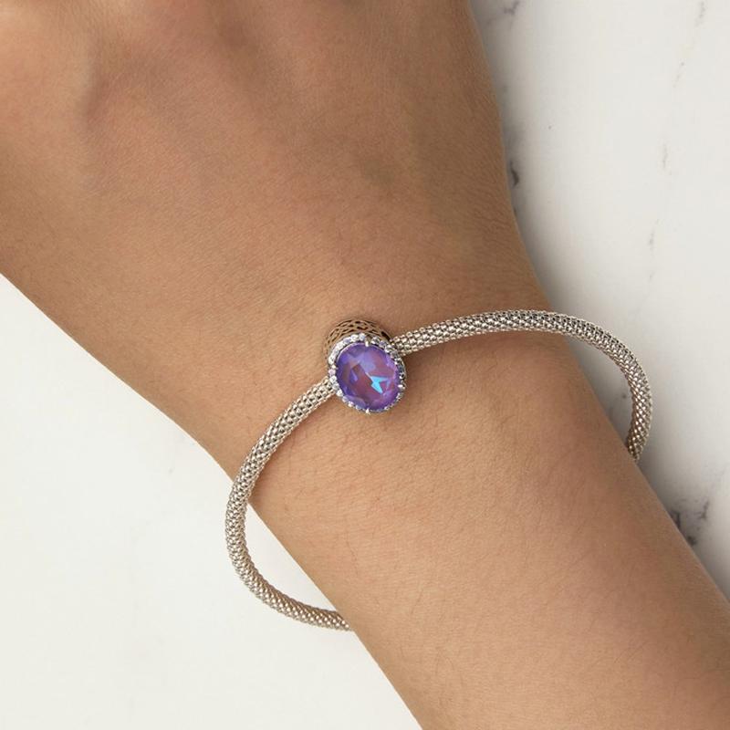 925 Sterling Silver Symphony Purple Moonlight Gemstone Diy Bracelet 9