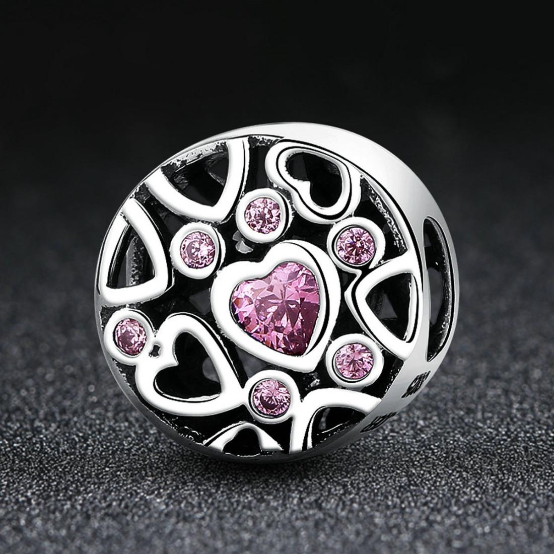 925 Sterling Silver Geometric Heart Shaped Hollow Beads For Diy Jewelry 4