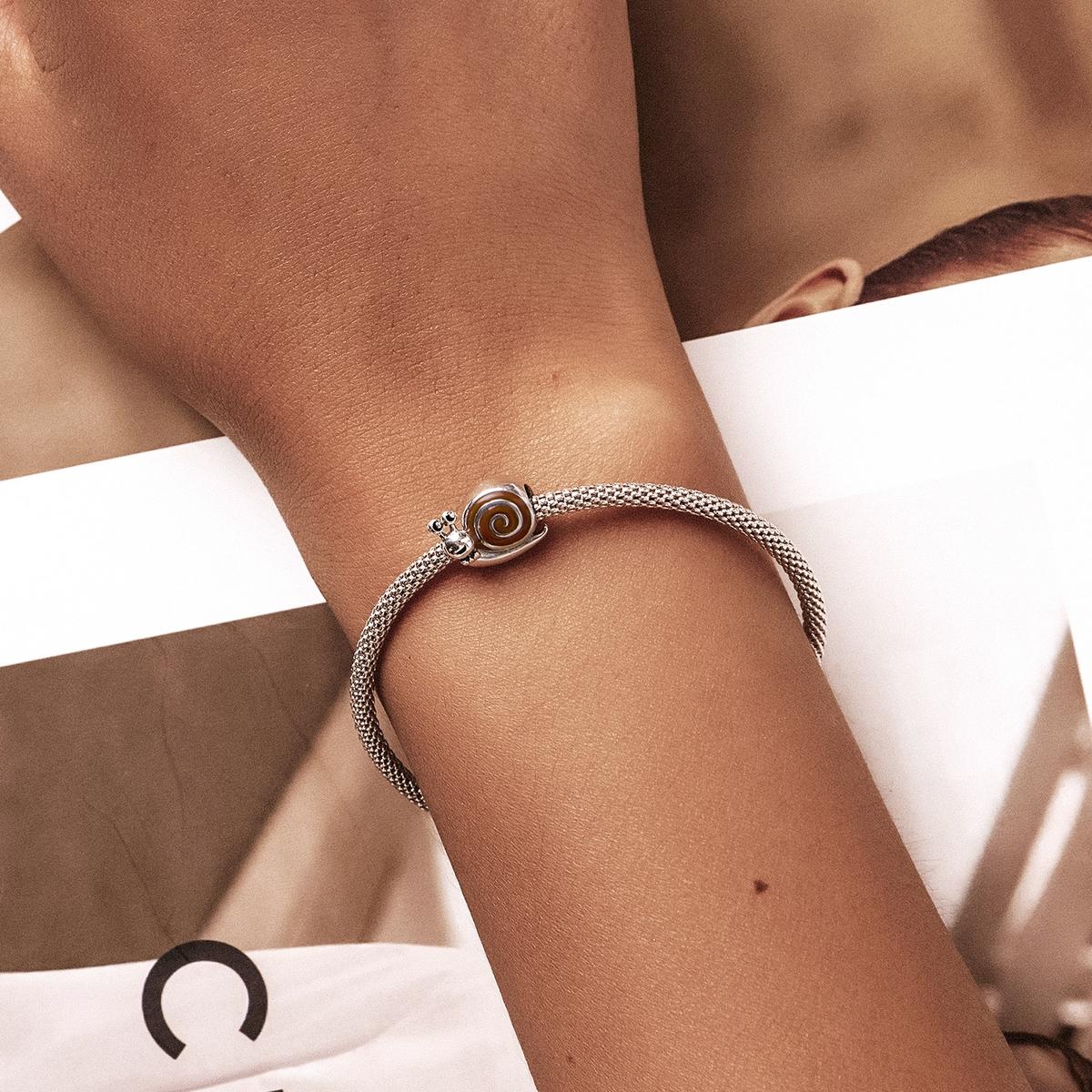 925 Sterling Silver Snail Bead Bracelet / Necklace Accessory 8