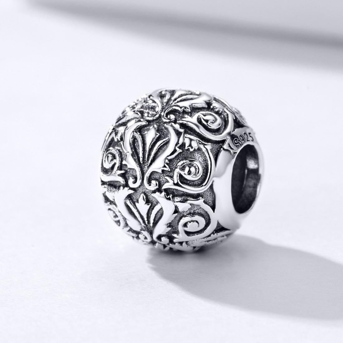 925 Sterling Silver Retro Flower Texture Beads For Diy Bracelets & Necklaces 3